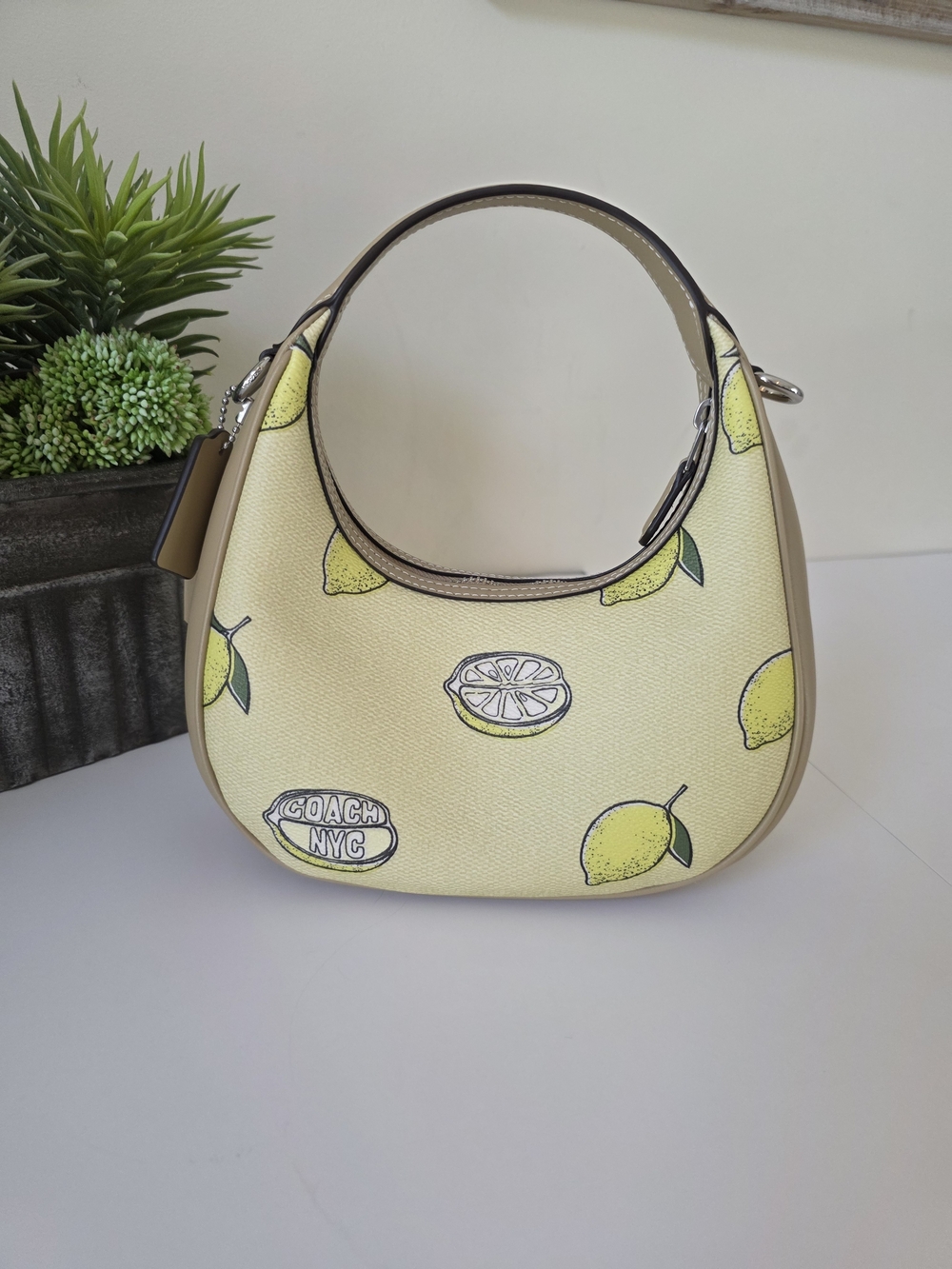 Coach Mini Carmen Lemon Print Coated Canvas Crossbody + Matching Trigger Charm - Picture 3 of 16